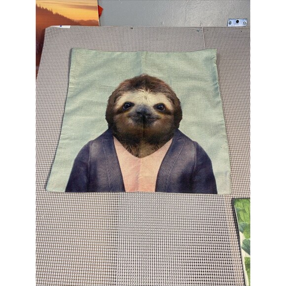 Sloth Gifts - 2‎ Throw Pillow COVERS ONLY 17 X 17 Inch Linen Sloth - Picture 3 of 5